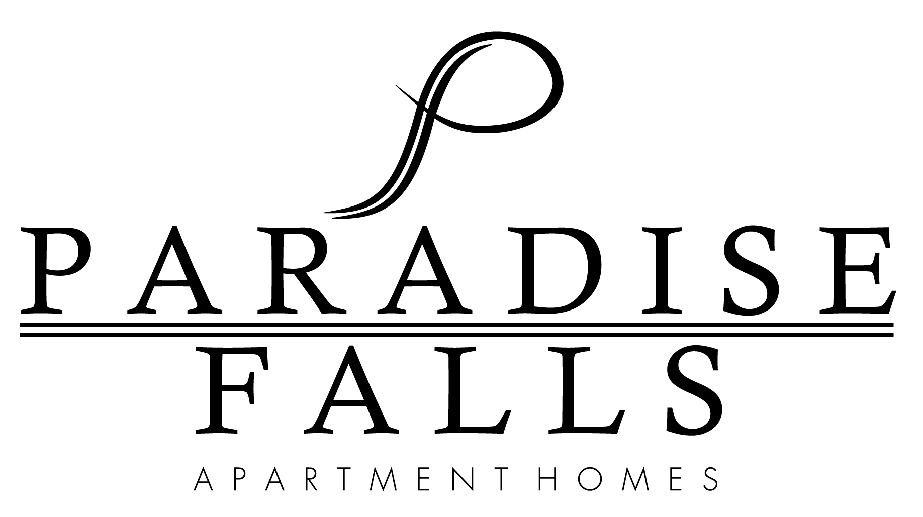 a logo for paradise falls apartment homes